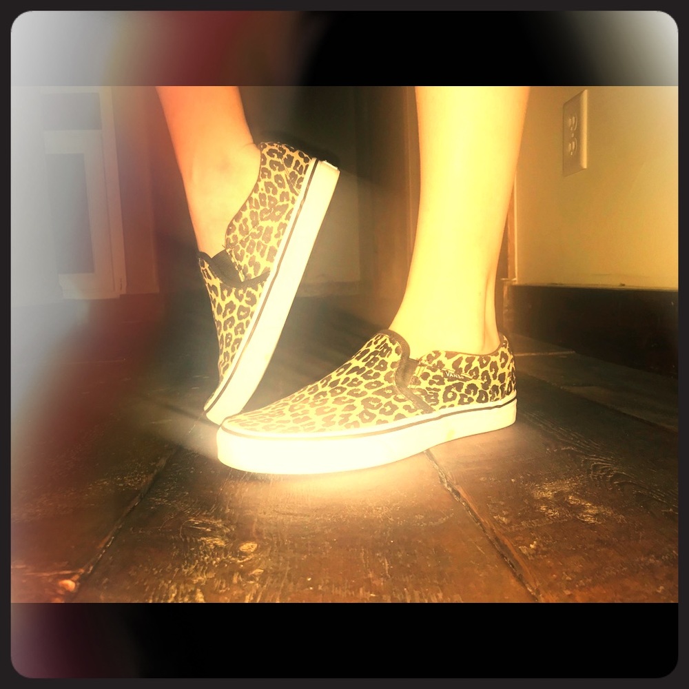 Cheetah print slip on vans (US size 9)